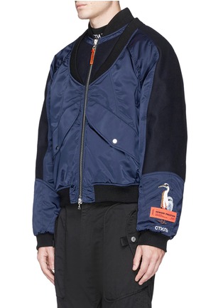Front View - Click To Enlarge - HERON PRESTON - Heron embroidered panelled bomber jacket