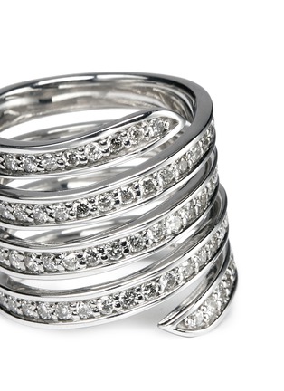 Detail View - Click To Enlarge - LYNN BAN - 'Pavé Coil' diamond sterling silver ring