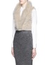 Front View - Click To Enlarge - 72348 - 'Grace' fox fur collar rabbit cropped gilet