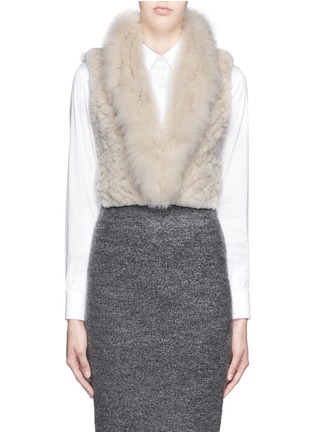 Main View - Click To Enlarge - 72348 - 'Grace' fox fur collar rabbit cropped gilet