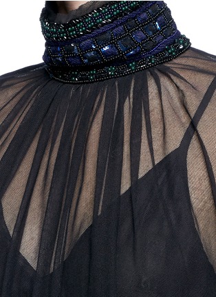 Detail View - Click To Enlarge - MS MIN - Embellished high collar tulle top