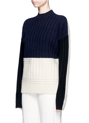Front View - Click To Enlarge - MS MIN - Colourblock chunky rib knit wool sweater