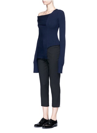 Front View - Click To Enlarge - MS MIN - One-shoulder rib knit sweater