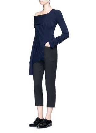 Figure View - Click To Enlarge - MS MIN - One-shoulder rib knit sweater