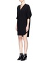 Front View - Click To Enlarge - ALEXANDER WANG - Barbell pierced V-neck dress