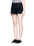 Front View - Click To Enlarge - ALEXANDER WANG - 'Bite' distressed cut-off denim shorts