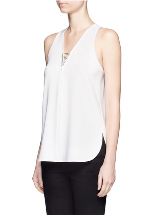 Front View - Click To Enlarge - ALEXANDER WANG - Barbell pierced V-neck top