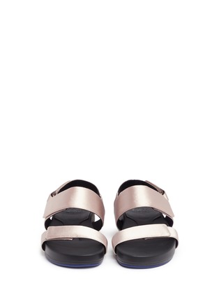 Front View - Click To Enlarge - FIGS BY FIGUEROA - 'Figulous' satin hinged slingback sandals