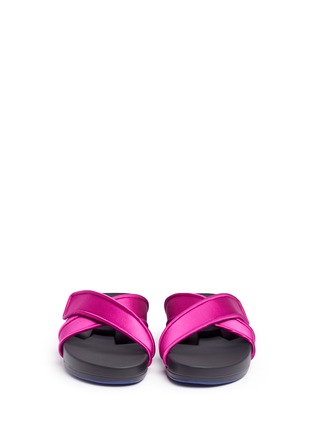 Front View - Click To Enlarge - FIGS BY FIGUEROA - Figomatic' 'satin hinged slide sandals