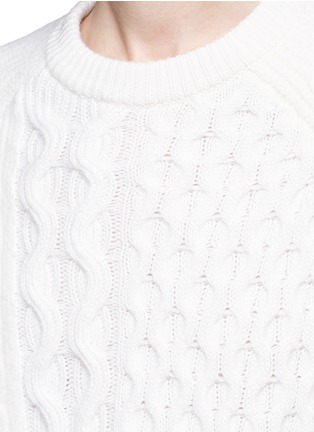 Detail View - Click To Enlarge - ALEXANDER WANG - Stripe cable knit cropped sweater