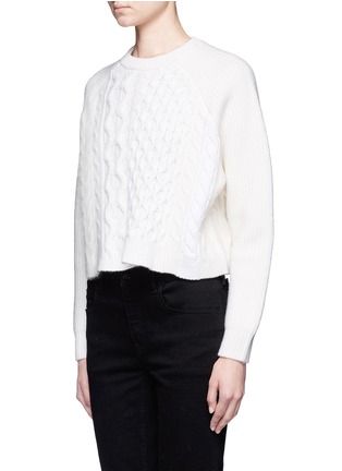 Front View - Click To Enlarge - ALEXANDER WANG - Stripe cable knit cropped sweater