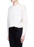 Front View - Click To Enlarge - ALEXANDER WANG - Stripe cable knit cropped sweater