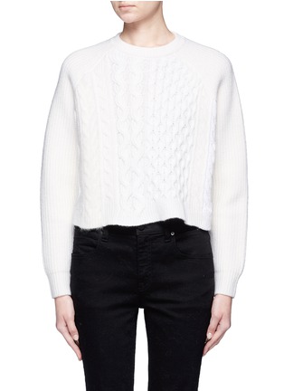 Main View - Click To Enlarge - ALEXANDER WANG - Stripe cable knit cropped sweater