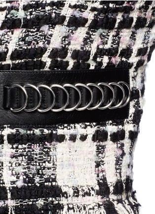 Detail View - Click To Enlarge - ALEXANDER WANG - Check plaid leather trim tweed jacket