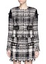 Main View - Click To Enlarge - ALEXANDER WANG - Check plaid leather trim tweed jacket