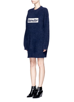Front View - Click To Enlarge - ALEXANDER WANG - 'Tender' slogan embroidered sweater dress