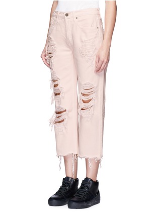 Front View - Click To Enlarge - ALEXANDER WANG - 'Rival' distressed cropped jeans