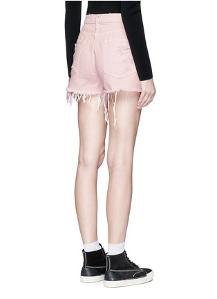 Back View - Click To Enlarge - ALEXANDER WANG - 'Romp' oversized distressed denim shorts