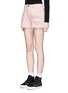 Front View - Click To Enlarge - ALEXANDER WANG - 'Romp' oversized distressed denim shorts