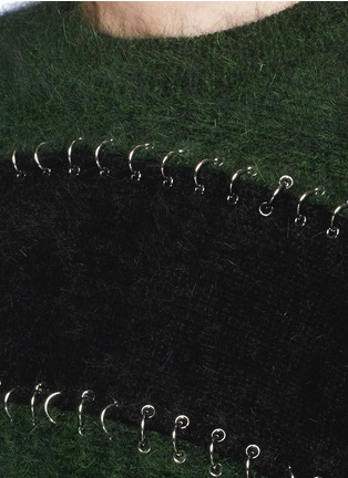 Detail View - Click To Enlarge - ALEXANDER WANG - Pierced eyelet stripe rabbit hair blend knit dress