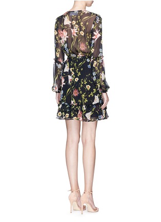 Back View - Click To Enlarge - 72723 - 'Savanna' floral print ruffle silk chiffon mini dress