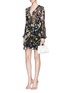 Figure View - Click To Enlarge - 72723 - 'Savanna' floral print ruffle silk chiffon mini dress