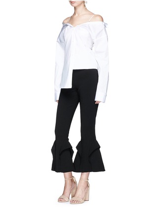 Figure View - Click To Enlarge - 72723 - Frill cady crepe flared pants