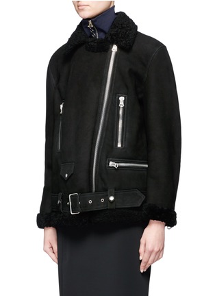 Front View - Click To Enlarge - ACNE STUDIOS - More She Sue' lambskin shearling motorcycle jacket