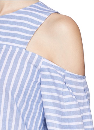 Detail View - Click To Enlarge - 72723 - 'Astrid' stripe cotton cold shoulder top