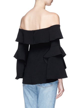 Back View - Click To Enlarge - 72723 - Frill cady crepe off-shoulder top
