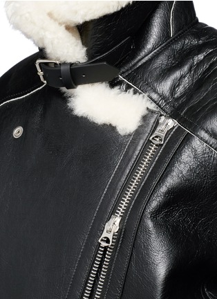 Detail View - Click To Enlarge - ACNE STUDIOS - 'Velocite' crackle shearling biker jacket