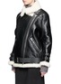 Front View - Click To Enlarge - ACNE STUDIOS - 'Velocite' crackle shearling biker jacket