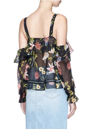 Back View - Click To Enlarge - 72723 - 'Savanna' floral print silk chiffon cold shoulder top