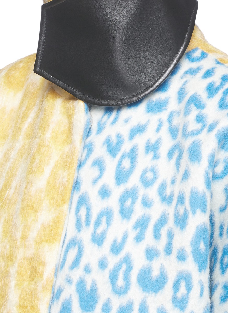 ACNE STUDIOS 'Bertilyn' patchwork leopard print felted mohair blend coat
