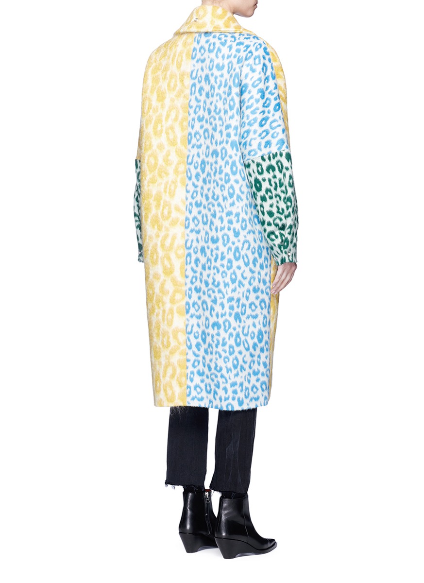 ACNE STUDIOS 'Bertilyn' patchwork leopard print felted mohair blend coat