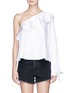 Main View - Click To Enlarge - 72723 - Tie cuff ruffle poplin one-shoulder top
