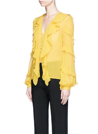 Front View - Click To Enlarge - 72723 - Ruffle V-neck silk georgette blouse