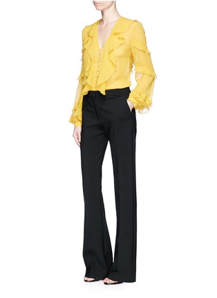 Figure View - Click To Enlarge - 72723 - Ruffle V-neck silk georgette blouse