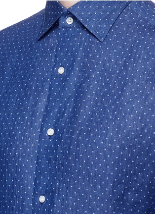 Detail View - Click To Enlarge - ISAIA - 'Parma' polka dot print linen chambray shirt