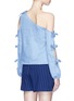 Back View - Click To Enlarge - 72723 - Knotted sleeve chambray one-shoulder top