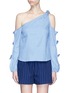 Main View - Click To Enlarge - 72723 - Knotted sleeve chambray one-shoulder top