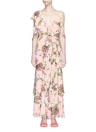 Main View - Click To Enlarge - 72723 - 'Evie' floral print ruffle mock wrap maxi dress