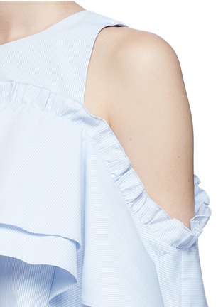Detail View - Click To Enlarge - 72723 - 'Elle' ruffle stripe cold shoulder top