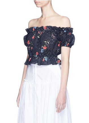 Front View - Click To Enlarge - 72723 - 'Primrose May' broderie anglaise cropped off-shoulder top