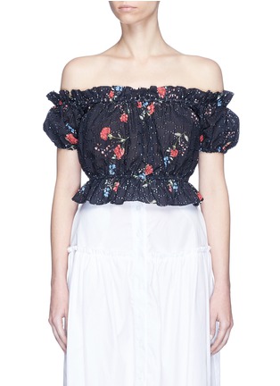 Main View - Click To Enlarge - 72723 - 'Primrose May' broderie anglaise cropped off-shoulder top