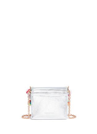 Detail View - Click To Enlarge - SOPHIA WEBSTER - 'Claudie' pompom flamingo charm leather flap bag