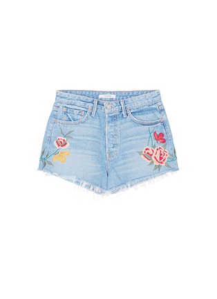 Main View - Click To Enlarge - GRLFRND - 'Cindy' floral embroidered denim shorts