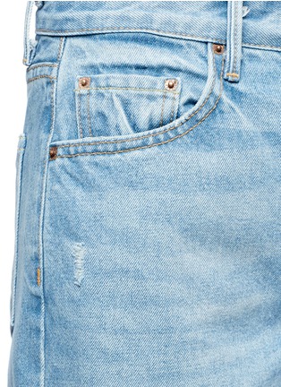 Detail View - Click To Enlarge - GRLFRND - 'Helena' floral embroidered staggered cuff jeans