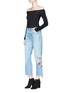 Figure View - Click To Enlarge - GRLFRND - 'Helena' floral embroidered staggered cuff jeans