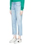 Front View - Click To Enlarge - GRLFRND - 'Cheryl' frayed split cuff jeans
